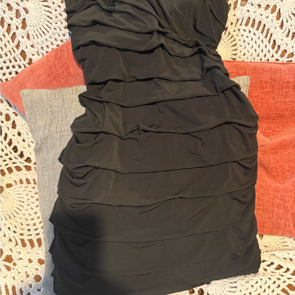 Speechless Black Ruched Mini Dress